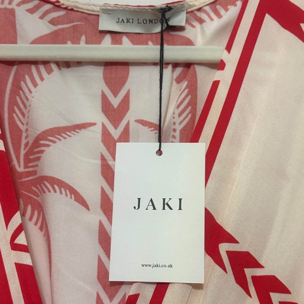 Jaki Cream Maxi Dress with Red Tropical Print - Picture 4 of 5